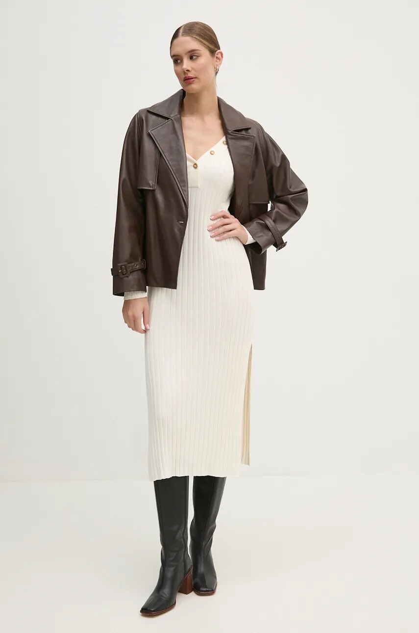 Сукня Pepe Jeans IZABEL DRESS колір бежевий midi облягаюча PL953586