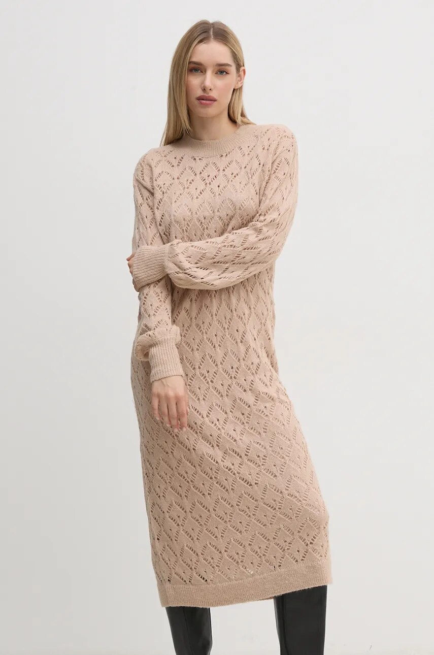 Сукня Pepe Jeans HAILEY DRESS колір бежевий midi пряма PL953588