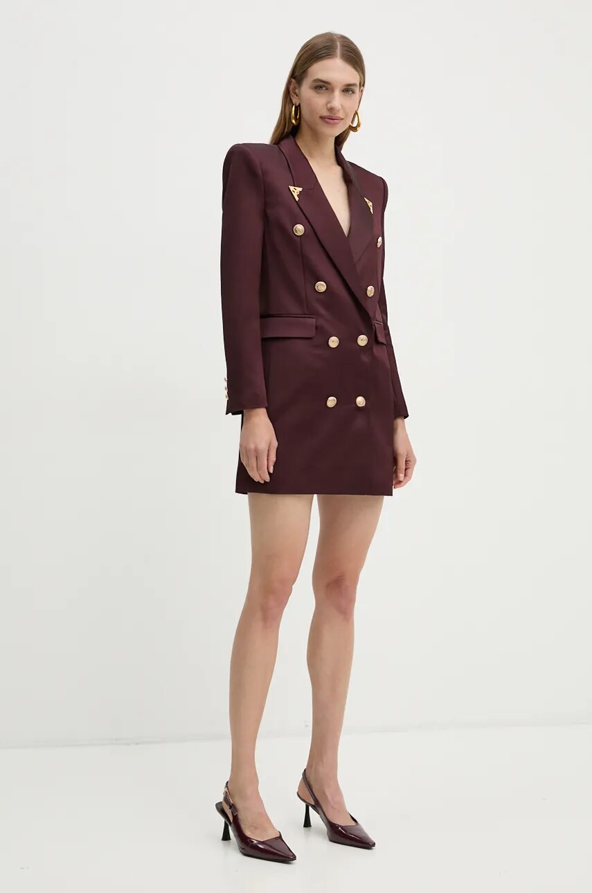 Вовняна сукня Elisabetta Franchi колір бордовий mini облягаюча AB73047E2