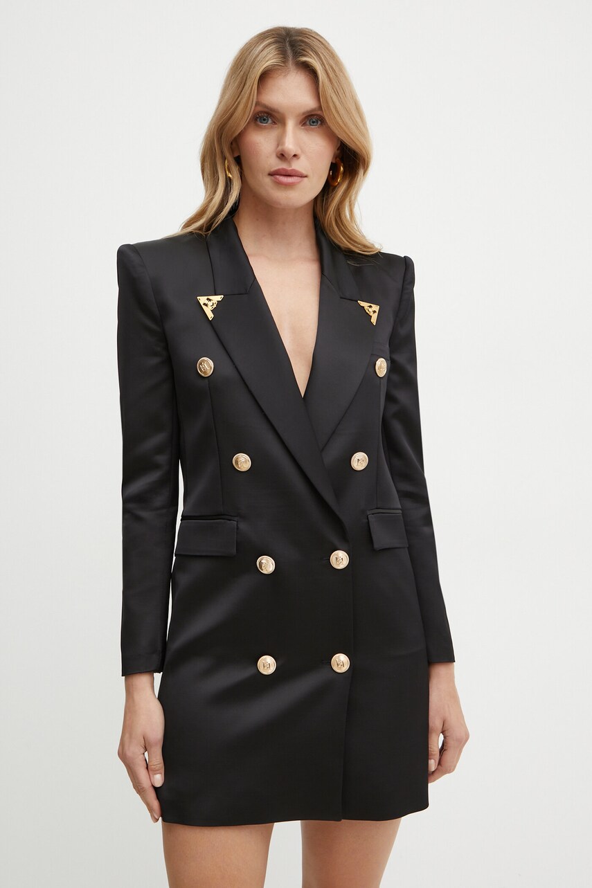 Вовняна сукня Elisabetta Franchi колір чорний mini облягаюча AB73047E2