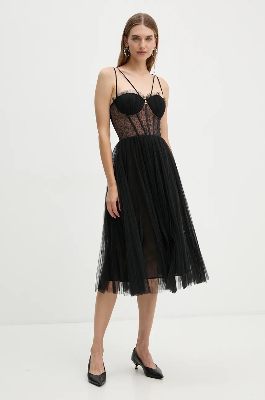 Сукня Elisabetta Franchi колір чорний midi розкльошена AB73847E2
