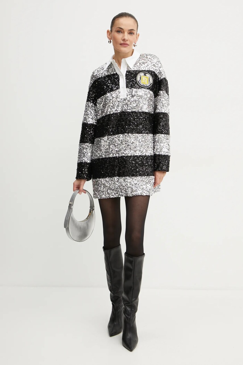 Сукня Elisabetta Franchi колір срібний mini пряма AB76347E2