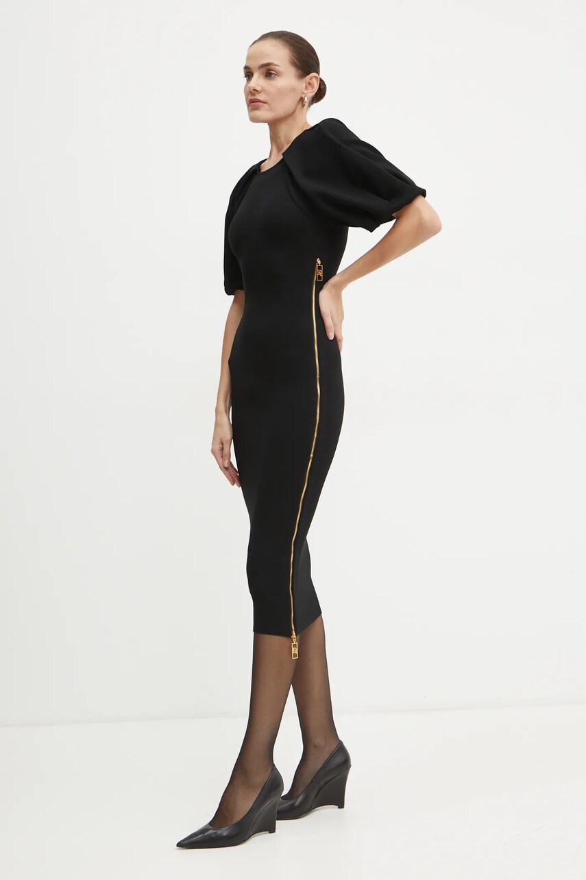 Сукня Elisabetta Franchi колір чорний midi облягаюча AM22M47E2
