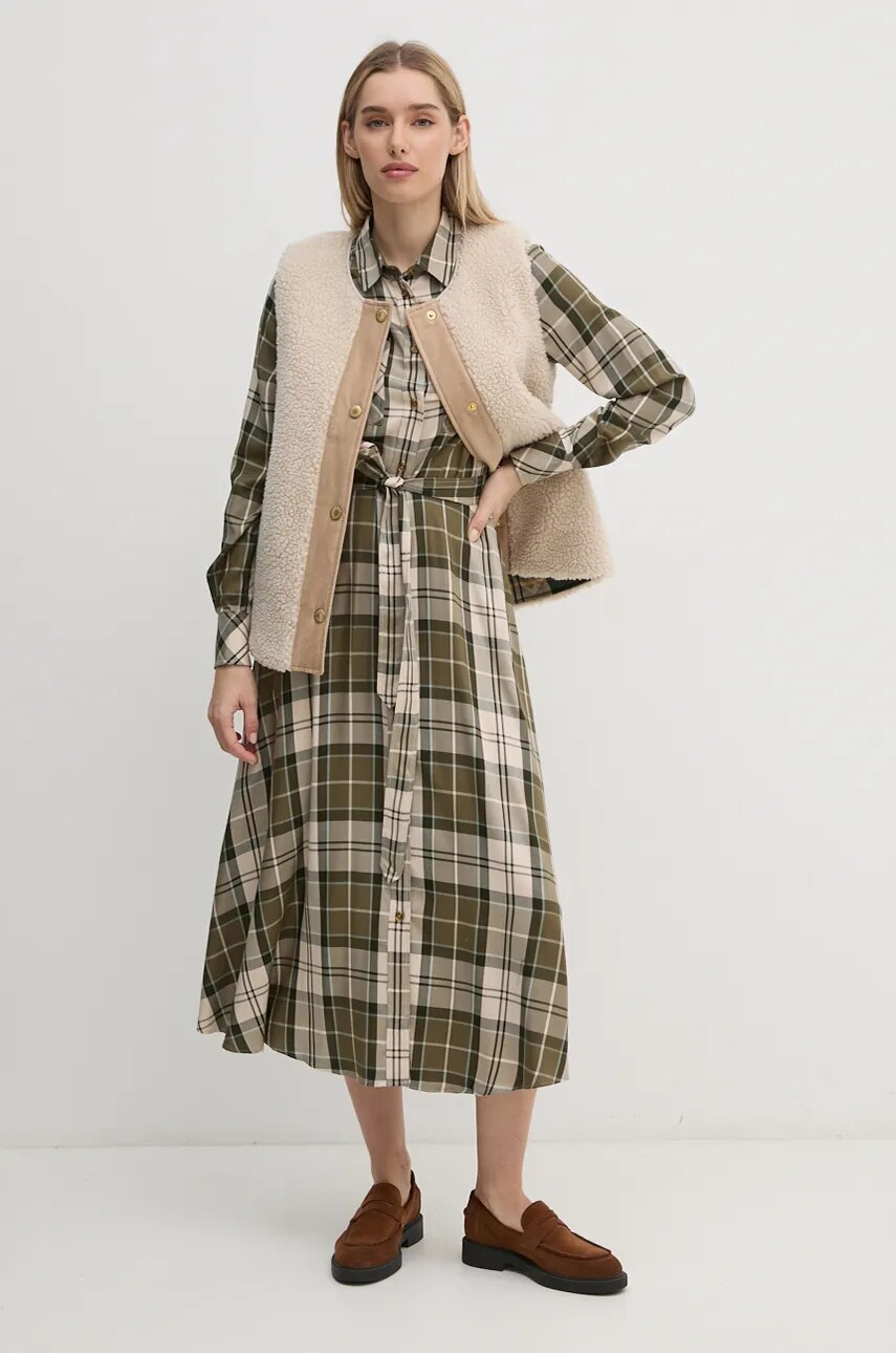 Сукня Barbour колір зелений midi розкльошена LDR0859