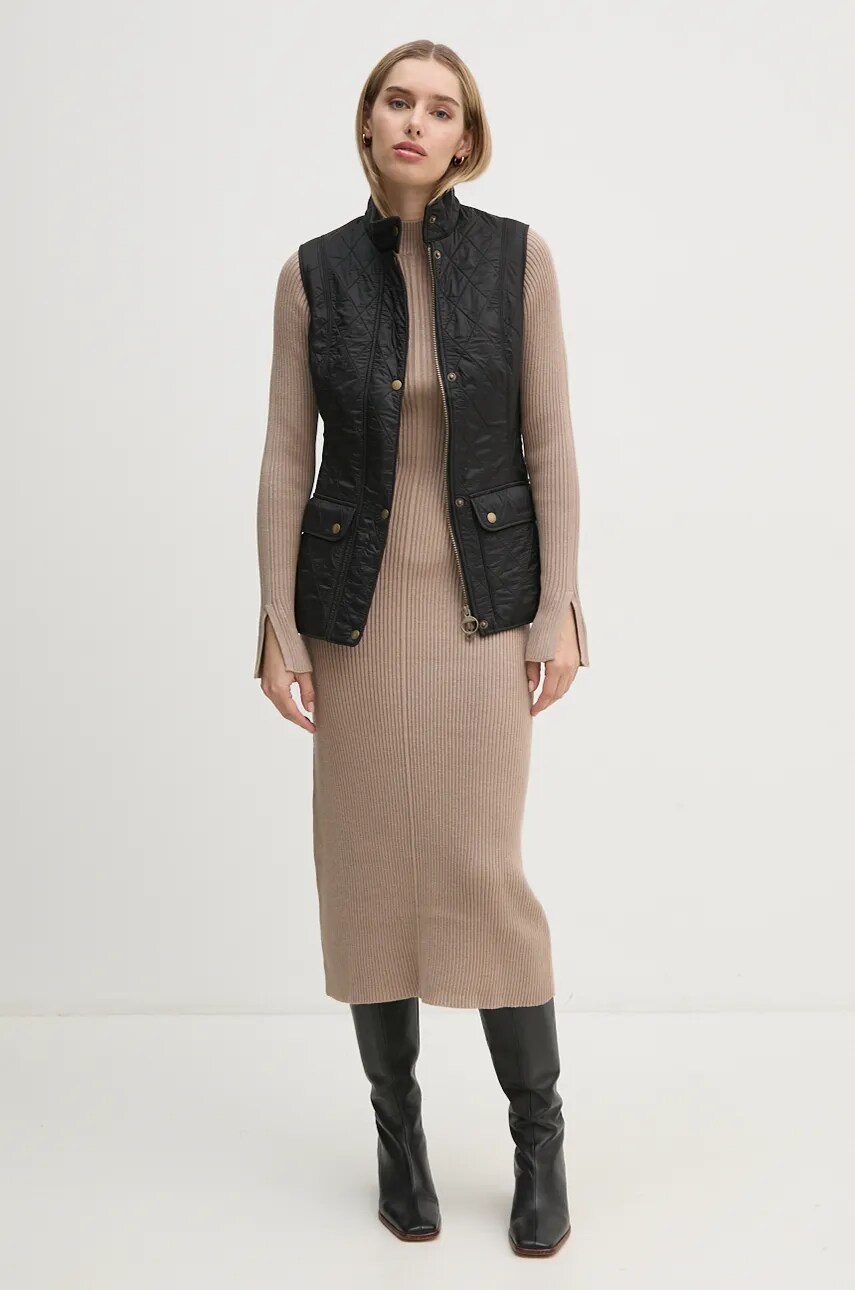 Сукня Barbour колір бежевий midi облягаюча LDR0824
