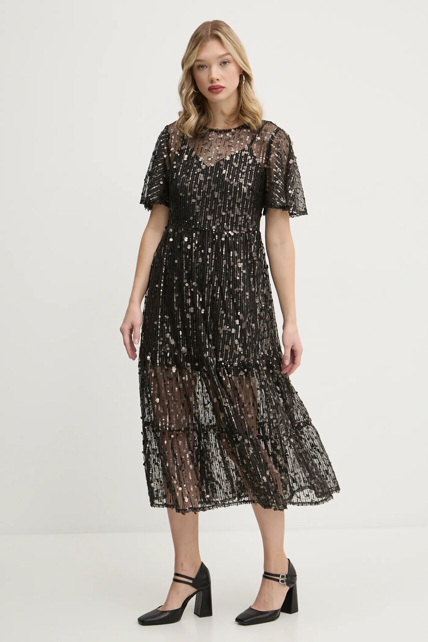 Сукня Superdry колір чорний midi розкльошена W8011781A-SG3