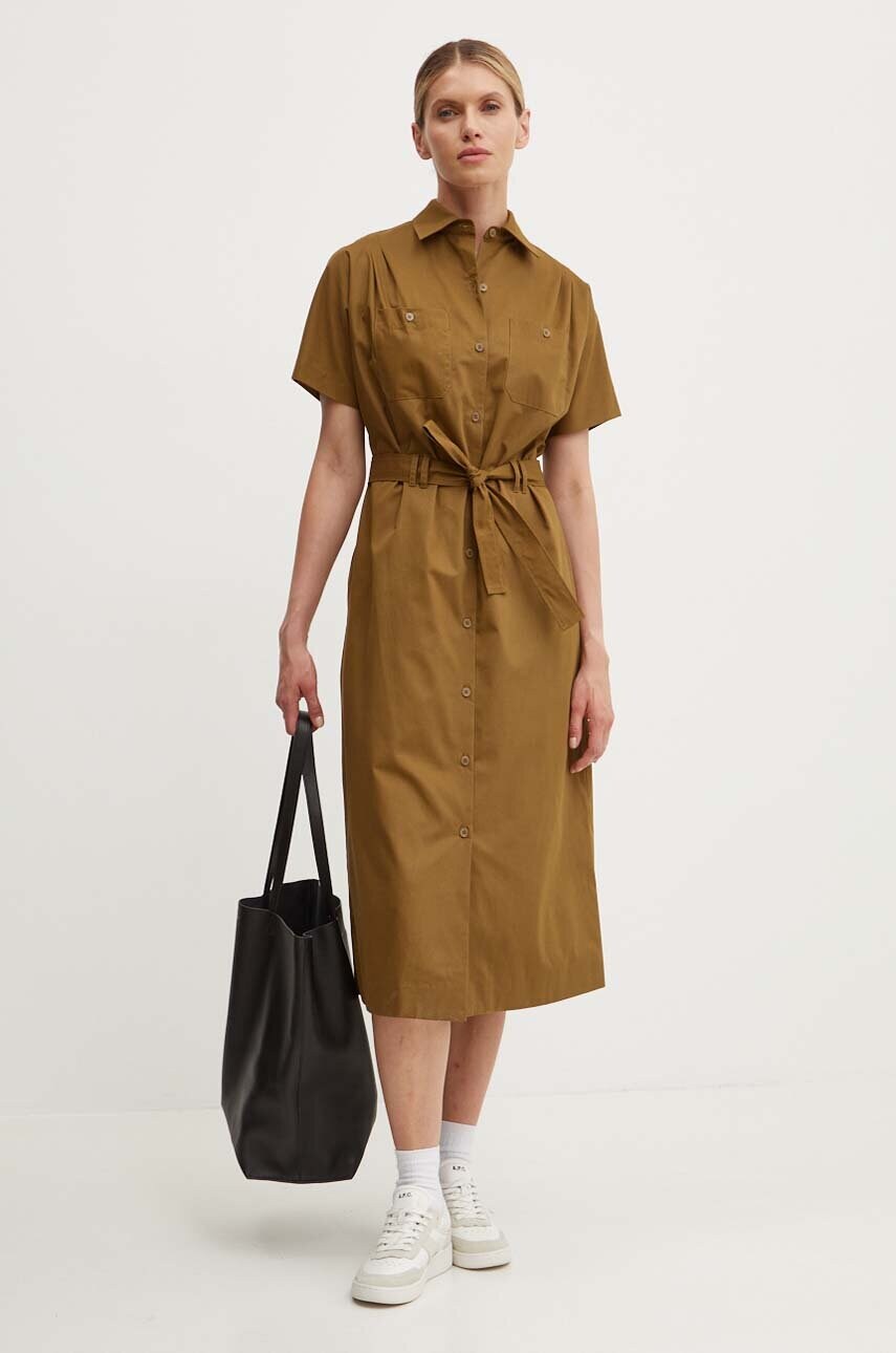 Бавовняна сукня A.P.C. robe new drew колір зелений midi пряма COGZR.F05959