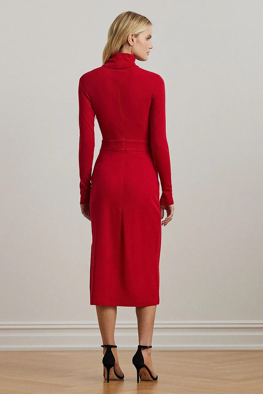 Сукня Lauren Ralph Lauren колір червоний midi облягаюча 250951822