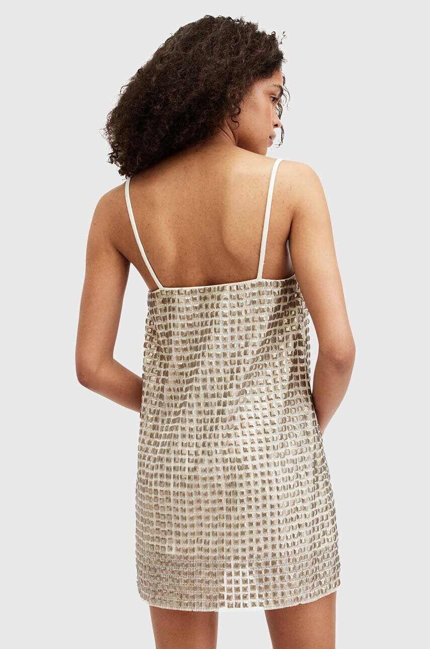 Сукня AllSaints OPELINE EMB DRESS колір золотий mini пряма W008DA