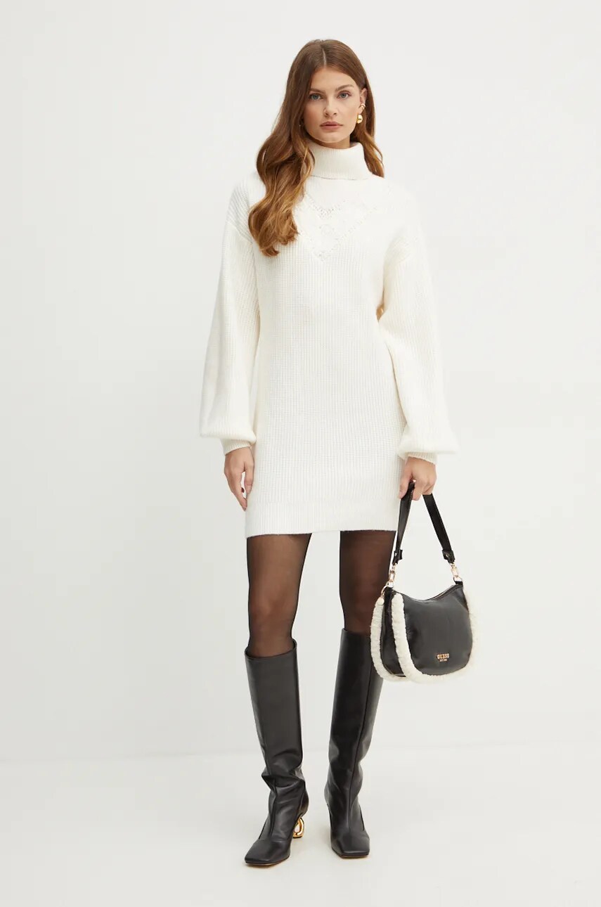 Сукня з домішкою вовни Guess KATIE колір бежевий mini oversize W4BK0C Z3IZ2