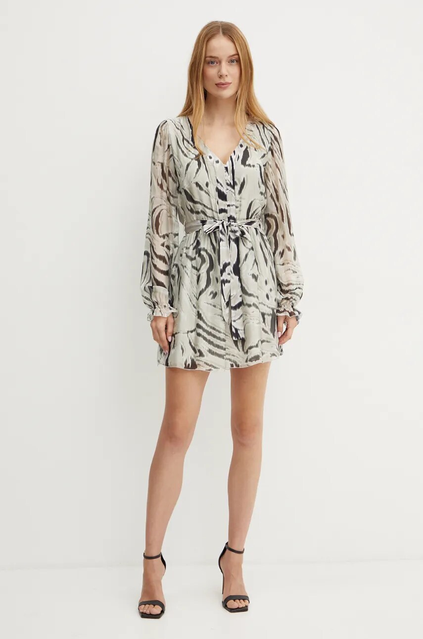 Сукня з домішкою шовку Guess MARCELLE колір сірий mini розкльошена W4BK41 WE550