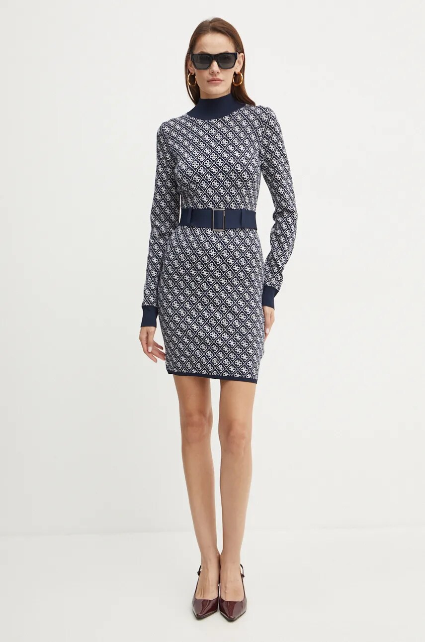 Сукня Guess LISE колір синій mini розкльошена W4BK43 Z37K0