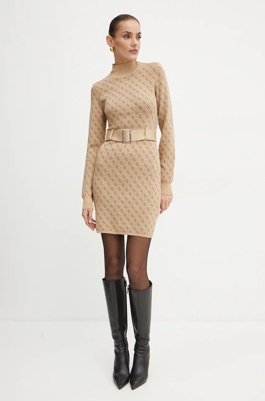 Сукня Guess LISE колір коричневий mini розкльошена W4BK43 Z37K0