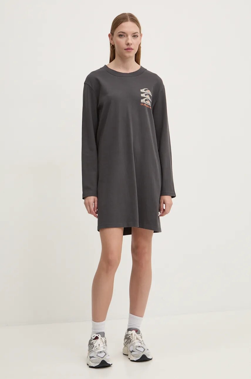 Бавовняна сукня Quiksilver Ls Tee Dress колір сірий mini пряма EQYFT04989