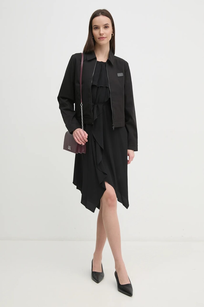 Сукня Sisley колір чорний mini розкльошена 4LNTLV06M