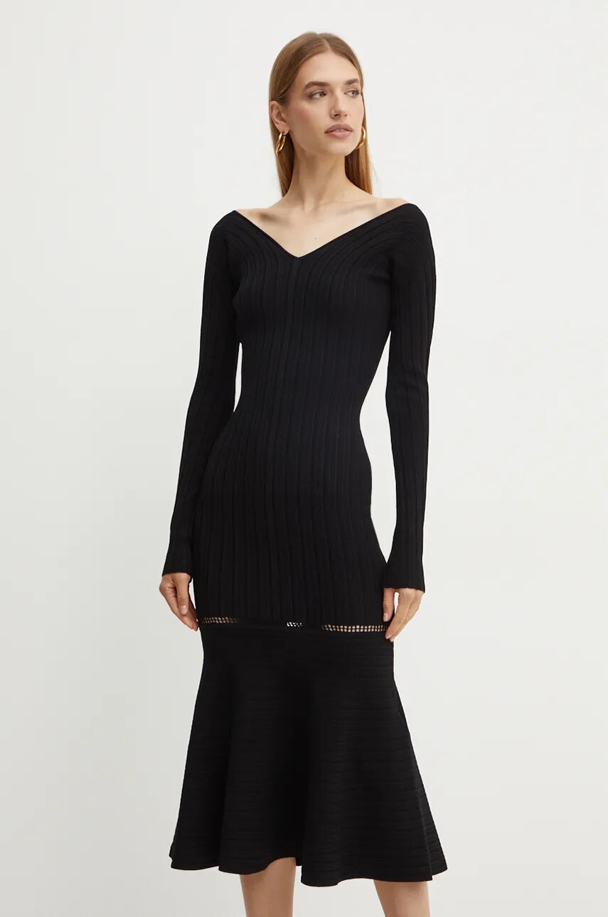 Сукня Victoria Beckham колір чорний midi облягаюча 1424KDR005908A