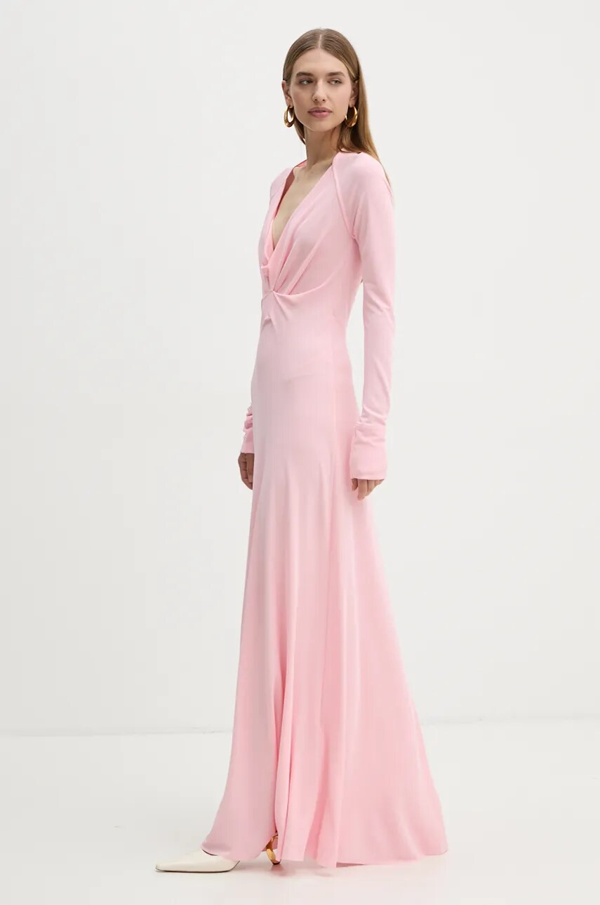 Сукня Victoria Beckham колір рожевий maxi розкльошена 1424WDR005950A