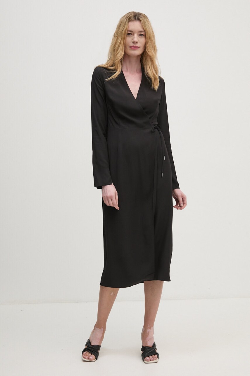 Сукня Calvin Klein колір чорний midi розкльошена K20K207658