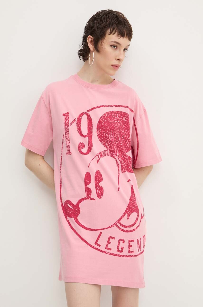 Бавовняна сукня Desigual 19-MICKEY x Disney колір рожевий mini oversize 24WWVK79