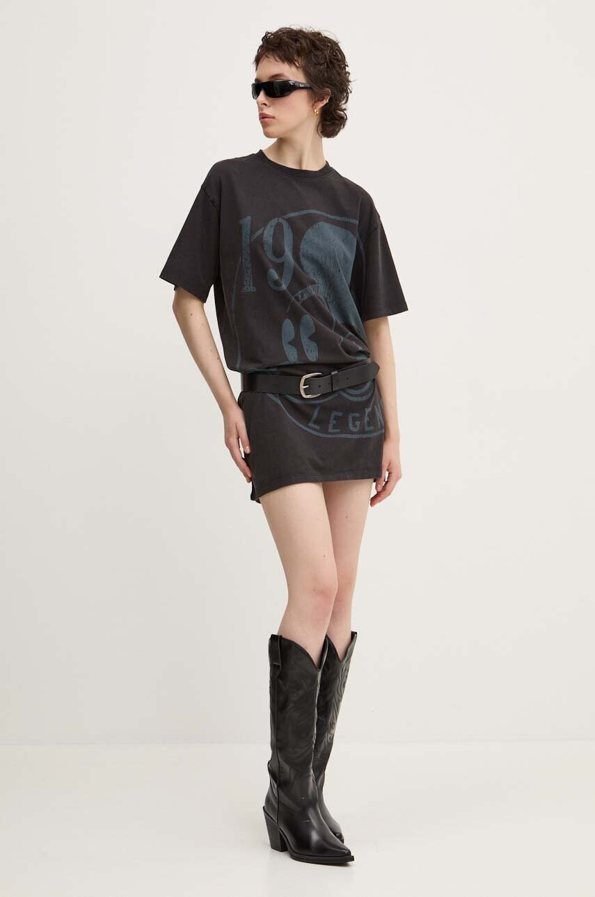 Бавовняна сукня Desigual 19-MICKEY x Disney колір сірий mini oversize 24WWVK79