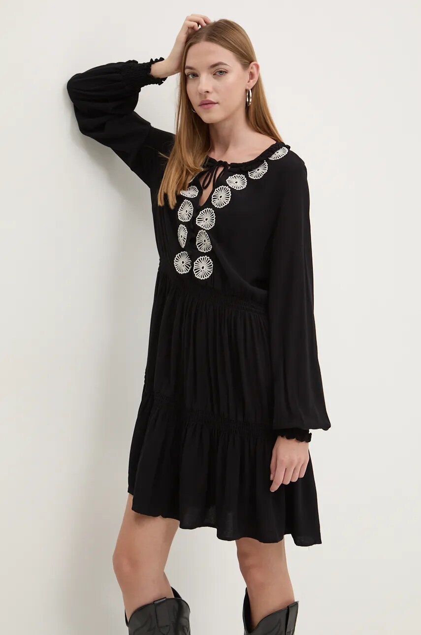 Сукня Desigual JACKSONVILLE колір чорний mini розкльошена 24WWVW64