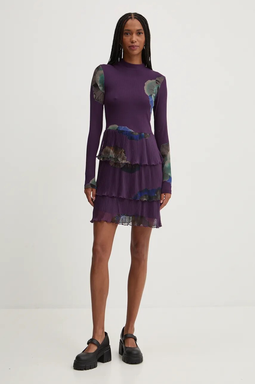 Сукня Desigual PENSEE колір фіолетовий mini пряма 24WWVK34