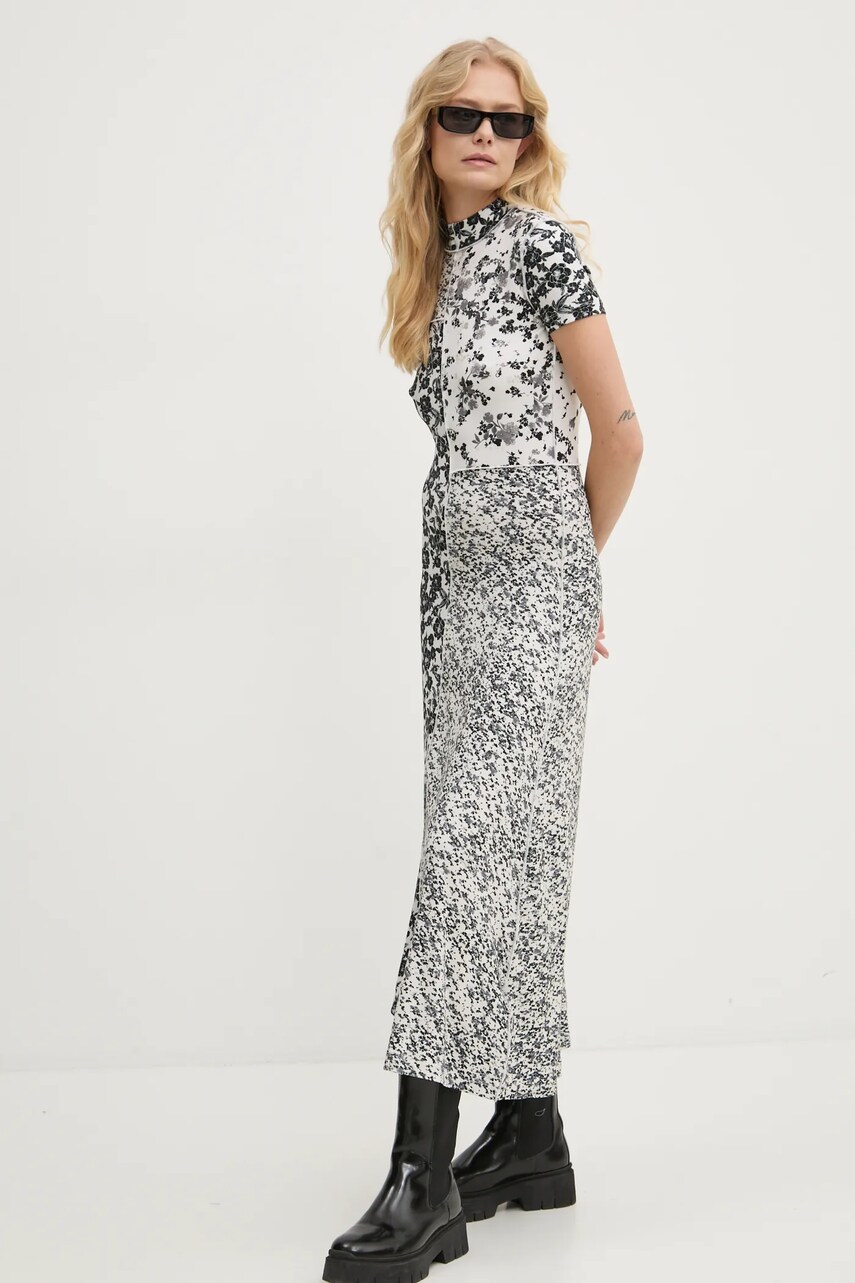Сукня Desigual PATCHSI колір бежевий maxi розкльошена 24WWVK10