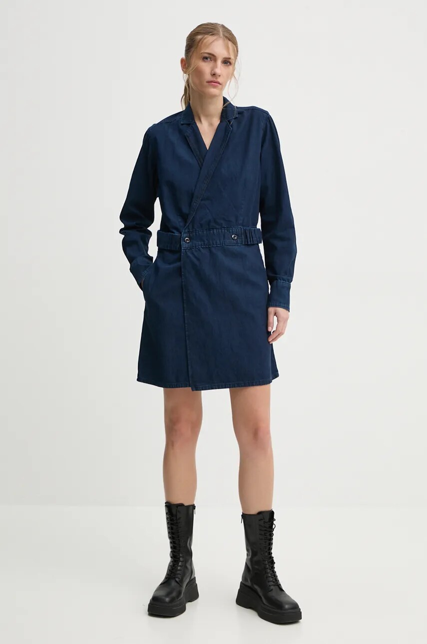 Джинсова сукня G-Star Raw колір синій mini розкльошена D25350-D539
