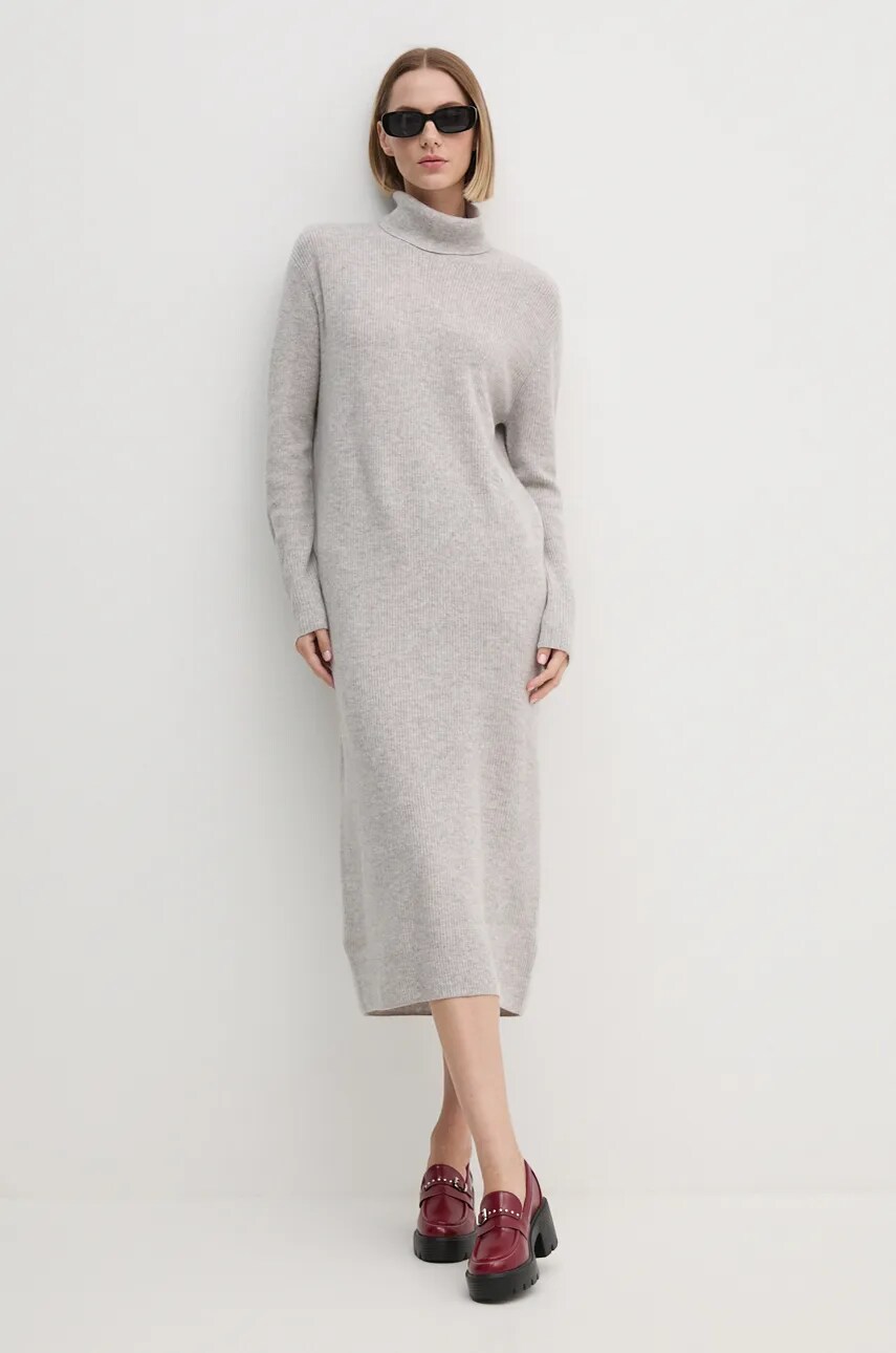 Вовняна сукня Tommy Hilfiger колір сірий midi oversize WW0WW43080
