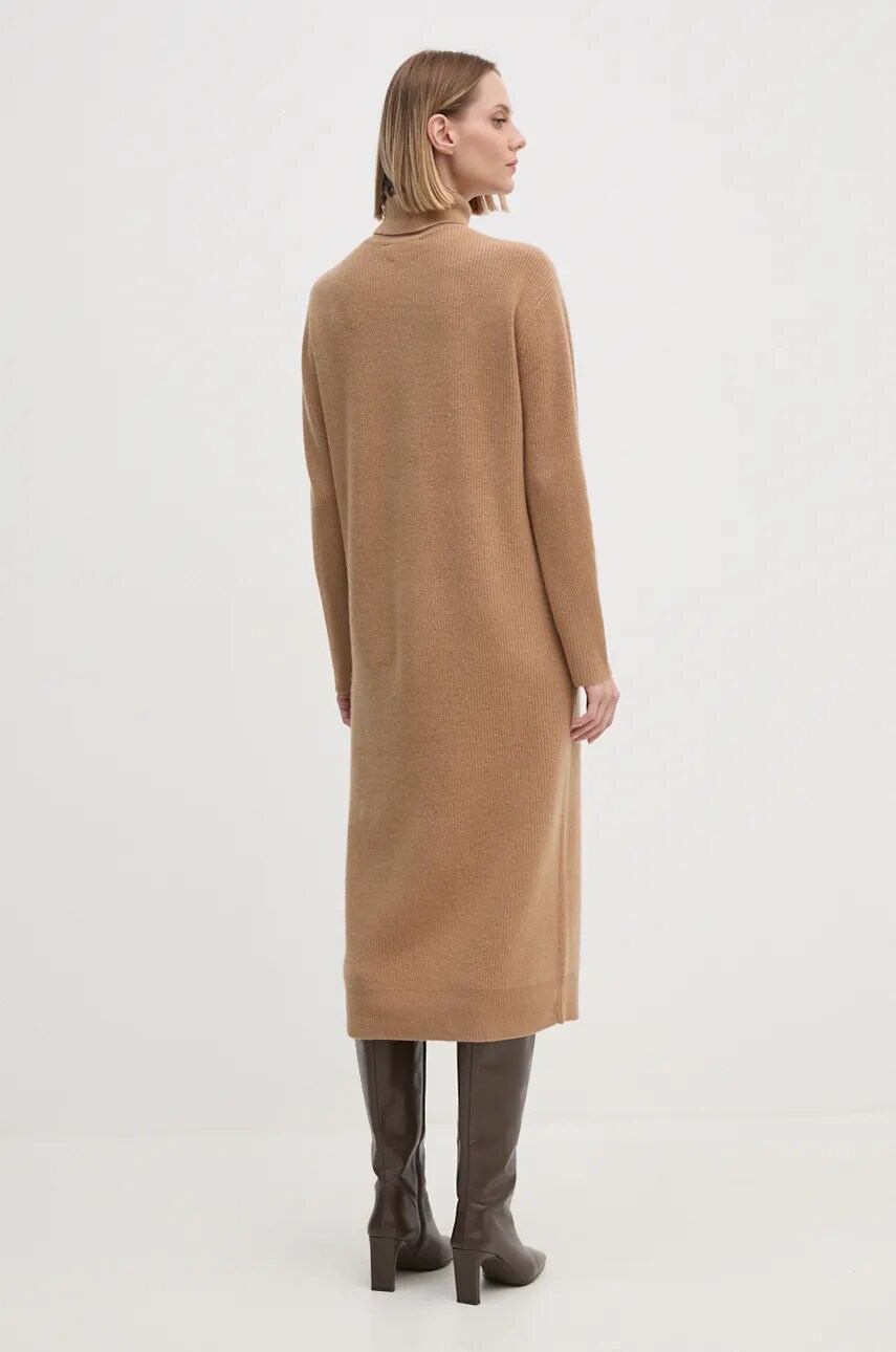 Вовняна сукня Tommy Hilfiger колір бежевий midi oversize WW0WW43080