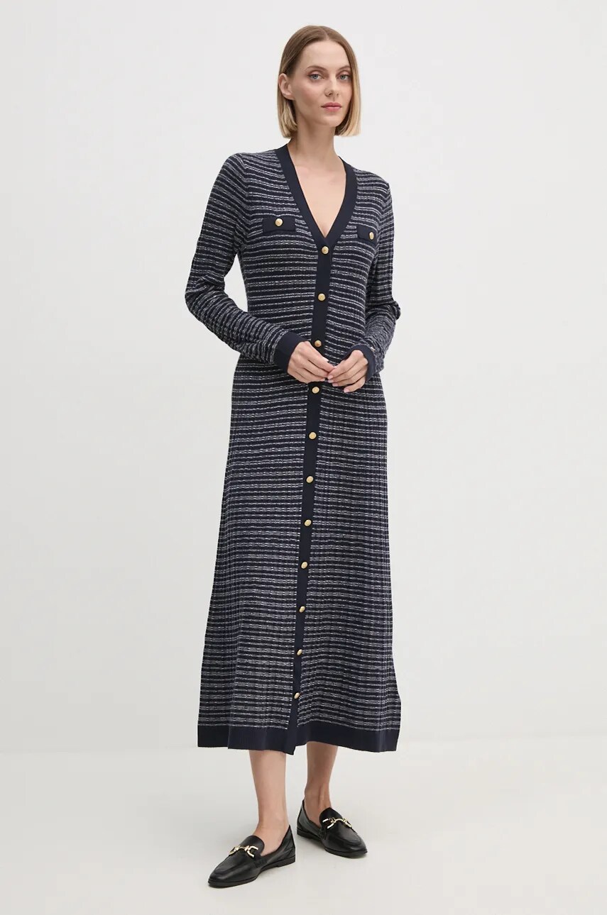 Сукня з домішкою вовни Tommy Hilfiger колір синій maxi облягаюча WW0WW43083