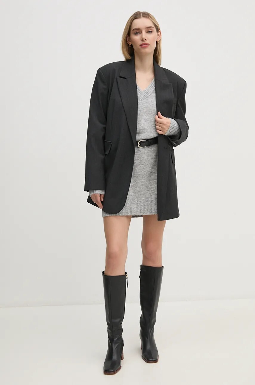 Сукня з домішкою вовни Calvin Klein Jeans колір сірий mini oversize J20J224638