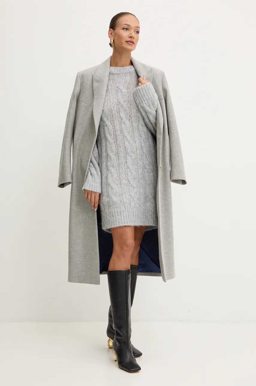 Купити Вовняна сукня MICHAEL Michael Kors колір сірий mini oversize MF482PNF5C – головне зображення
