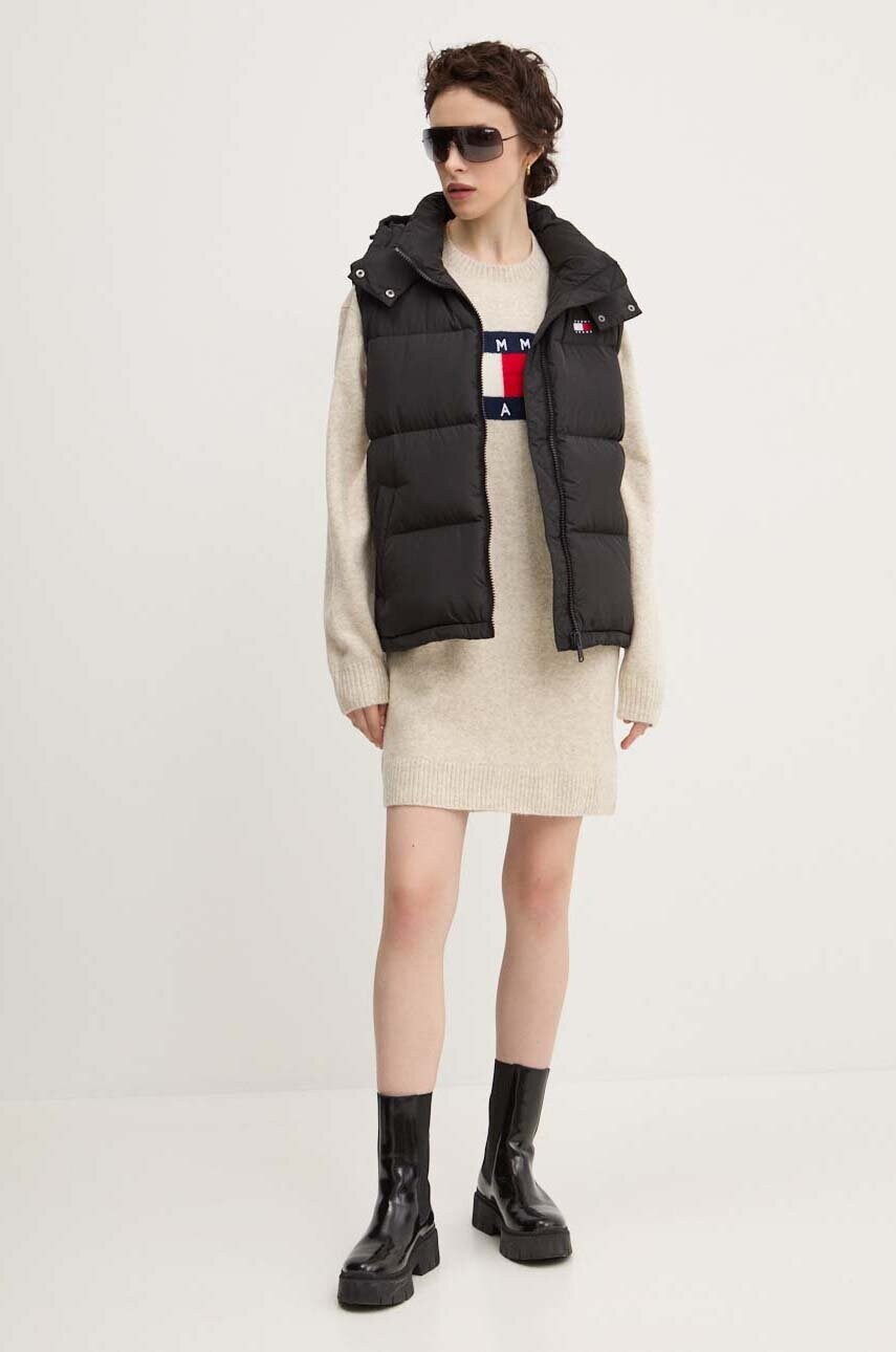 Сукня з домішкою вовни Tommy Jeans колір бежевий mini oversize DW0DW18719