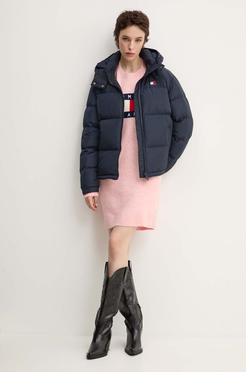 Сукня з домішкою вовни Tommy Jeans колір рожевий mini oversize DW0DW18719