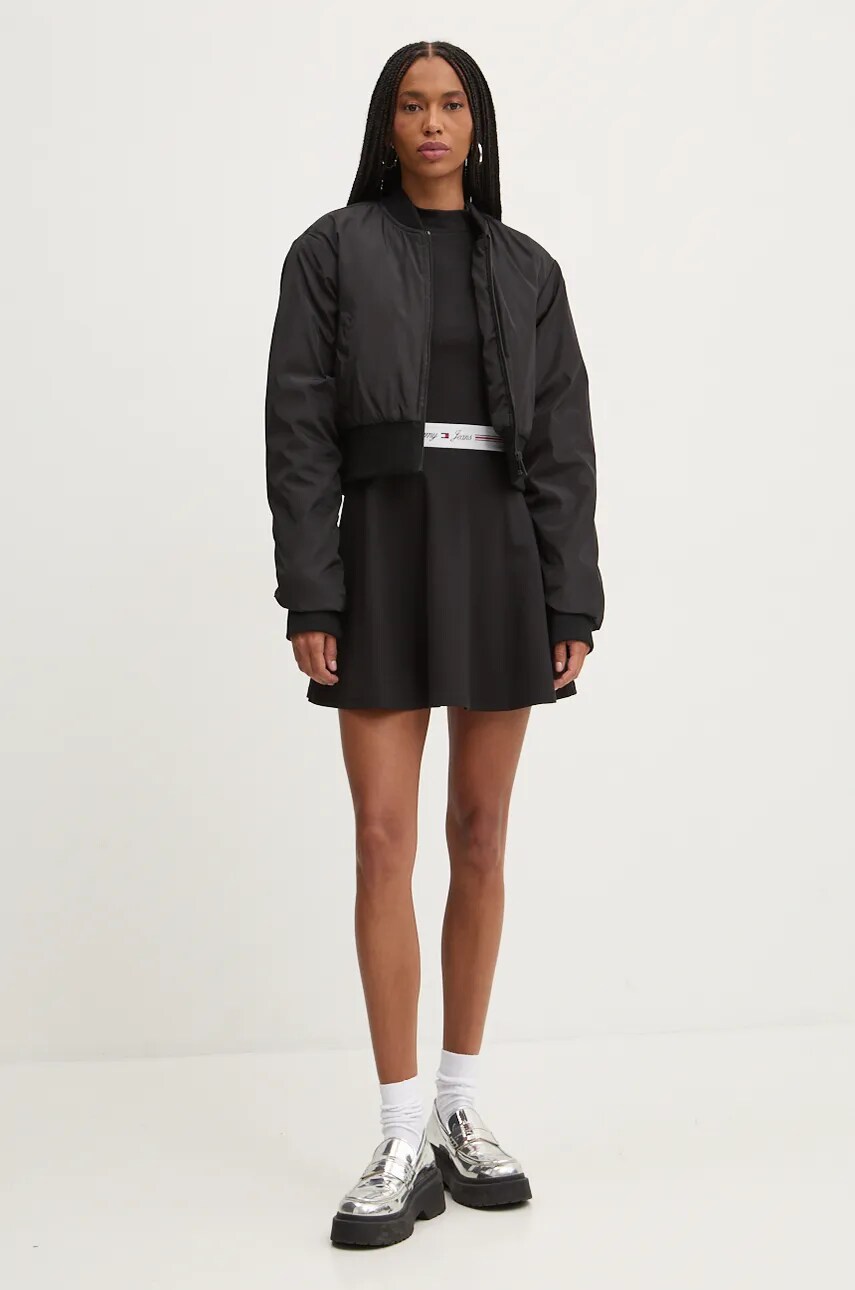 Сукня Tommy Jeans колір чорний mini розкльошена DW0DW18723