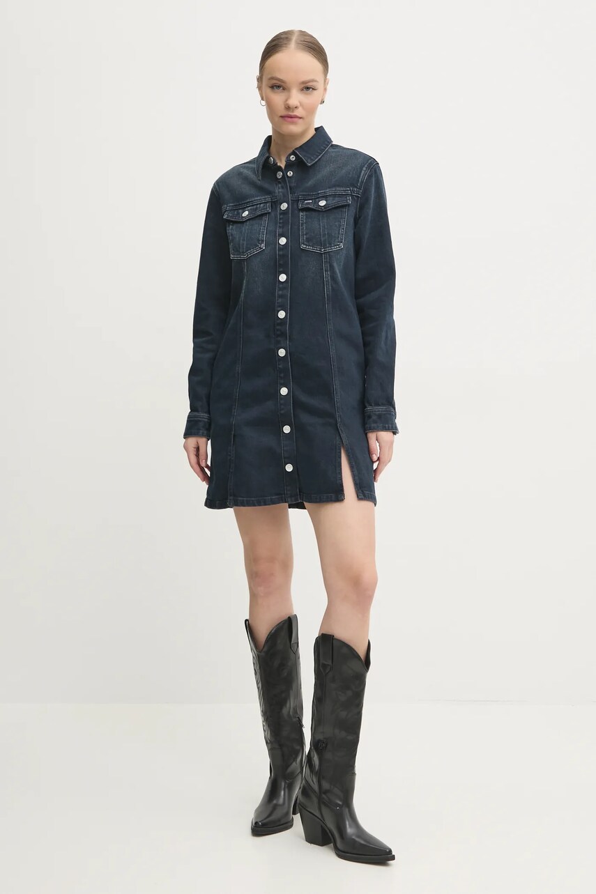 Джинсова сукня Tommy Jeans колір синій mini пряма DW0DW19735