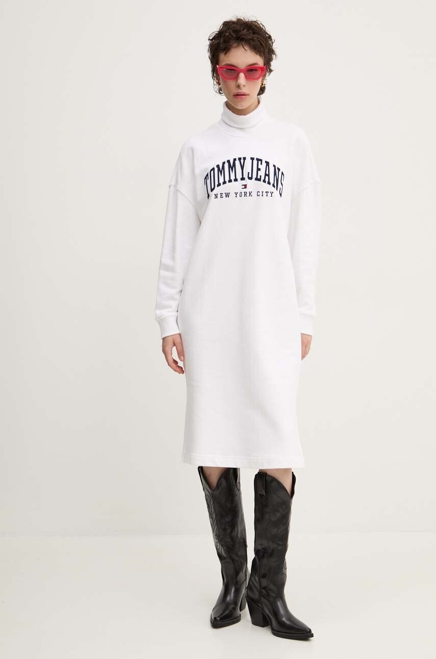 Бавовняна сукня Tommy Jeans колір білий mini oversize DW0DW19808