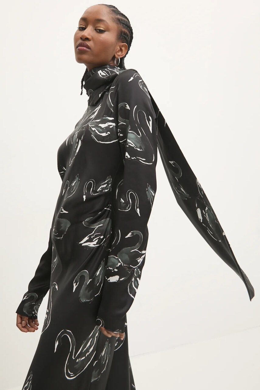 Сукня MSGM колір чорний maxi розкльошена 3742MDA27.247853