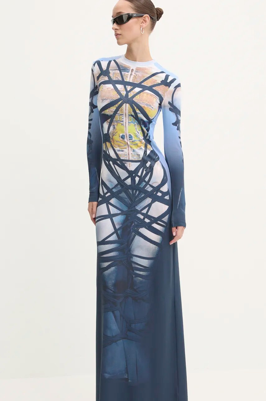Сукня Y/Project BONDAGE PRINT LONG SLEEVE DRESS maxi облягаюча 104DR006