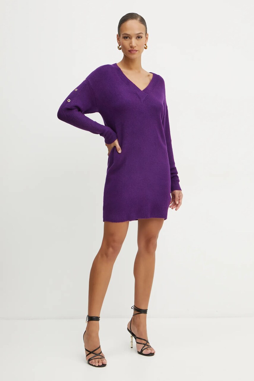Сукня з домішкою вовни Morgan RMHIVER колір фіолетовий mini oversize RMHIVER