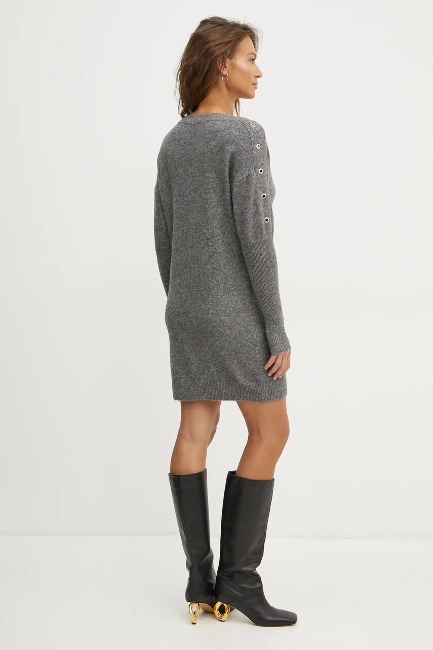 Сукня з домішкою вовни Morgan RMHIVER колір сірий mini oversize RMHIVER