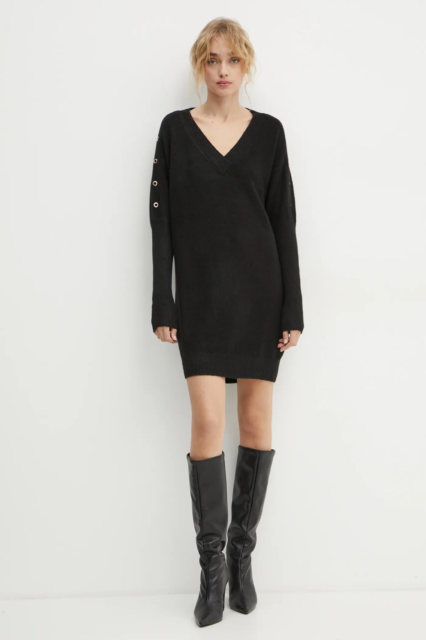 Сукня з домішкою вовни Morgan RMHIVER колір чорний mini oversize RMHIVER