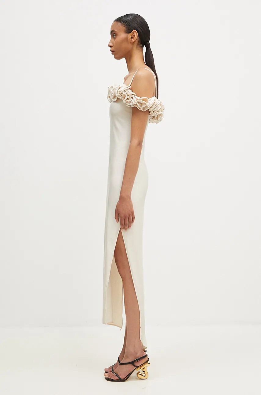 Сукня Coperni Ruffle Dress колір бежевий maxi облягаюча COPR113545
