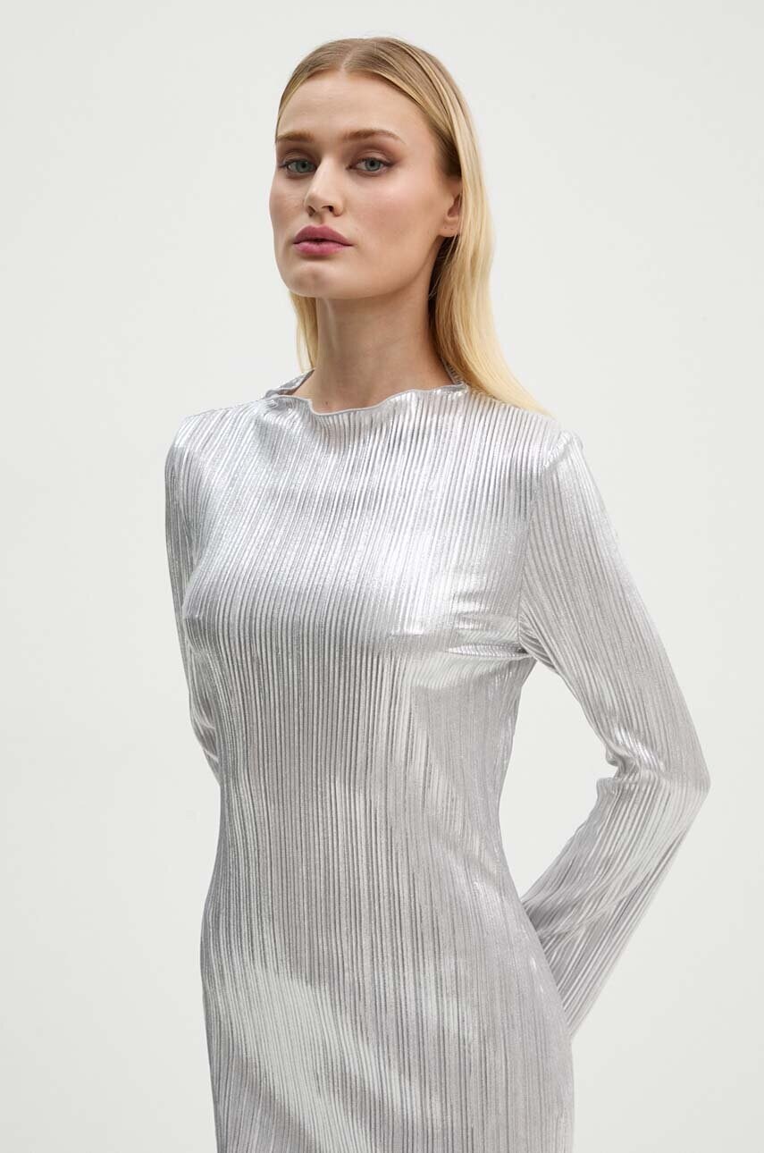 Сукня Never Fully Dressed Silver Plisse Sophia колір срібний midi пряма NFDDR1588
