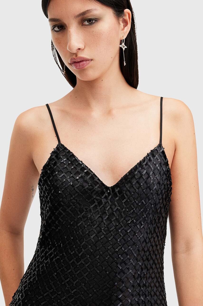 Сукня AllSaints CHANTELLE колір чорний maxi розкльошена W062DB