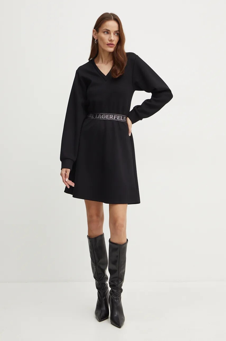 Сукня Karl Lagerfeld колір чорний mini розкльошена 246W1312