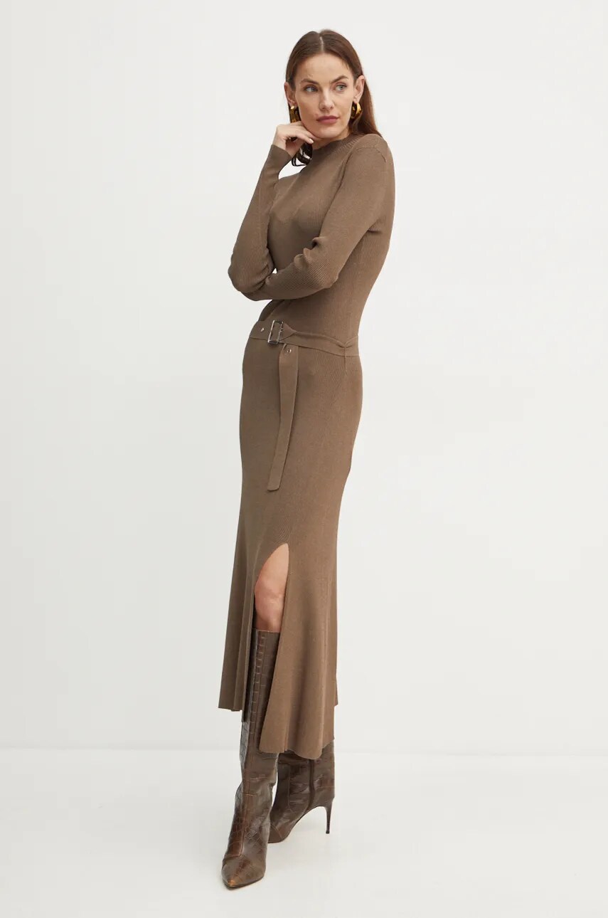 Сукня Karl Lagerfeld колір коричневий maxi розкльошена 246W1321