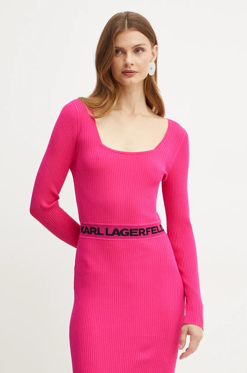 Сукня Karl Lagerfeld колір рожевий mini облягаюча 246W1326