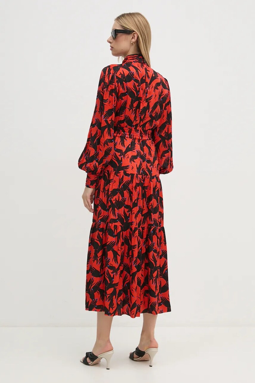 Сукня DIANE VON FURSTENBERG колір червоний midi розкльошена DVFDL3S054